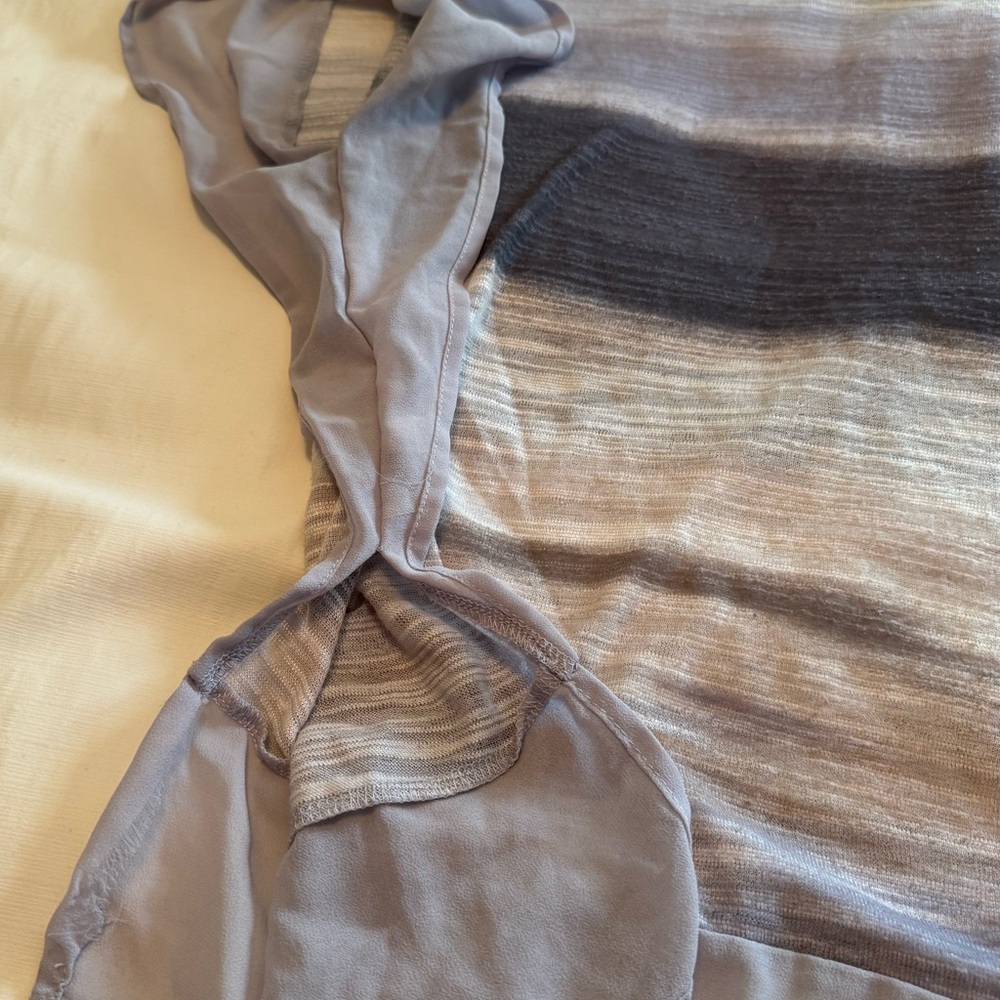 Faded Glory Grey Striped Boxy Tunic Top | Plus Size 1X (16W) | Relaxed Fit - Picture 5 of 7